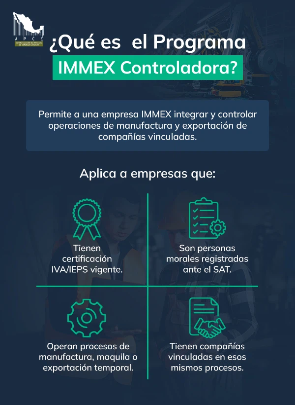 Infografía donde se menciona qué es el programa IMMEX Controladora y a quiénes aplica