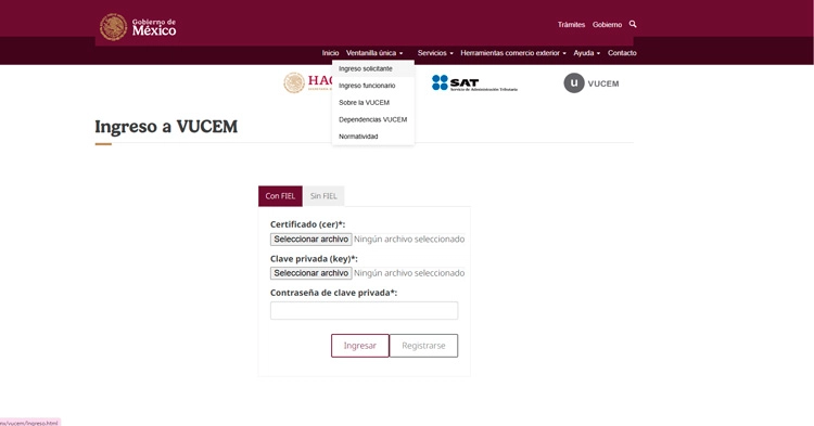 Ingreso a la VUCEM